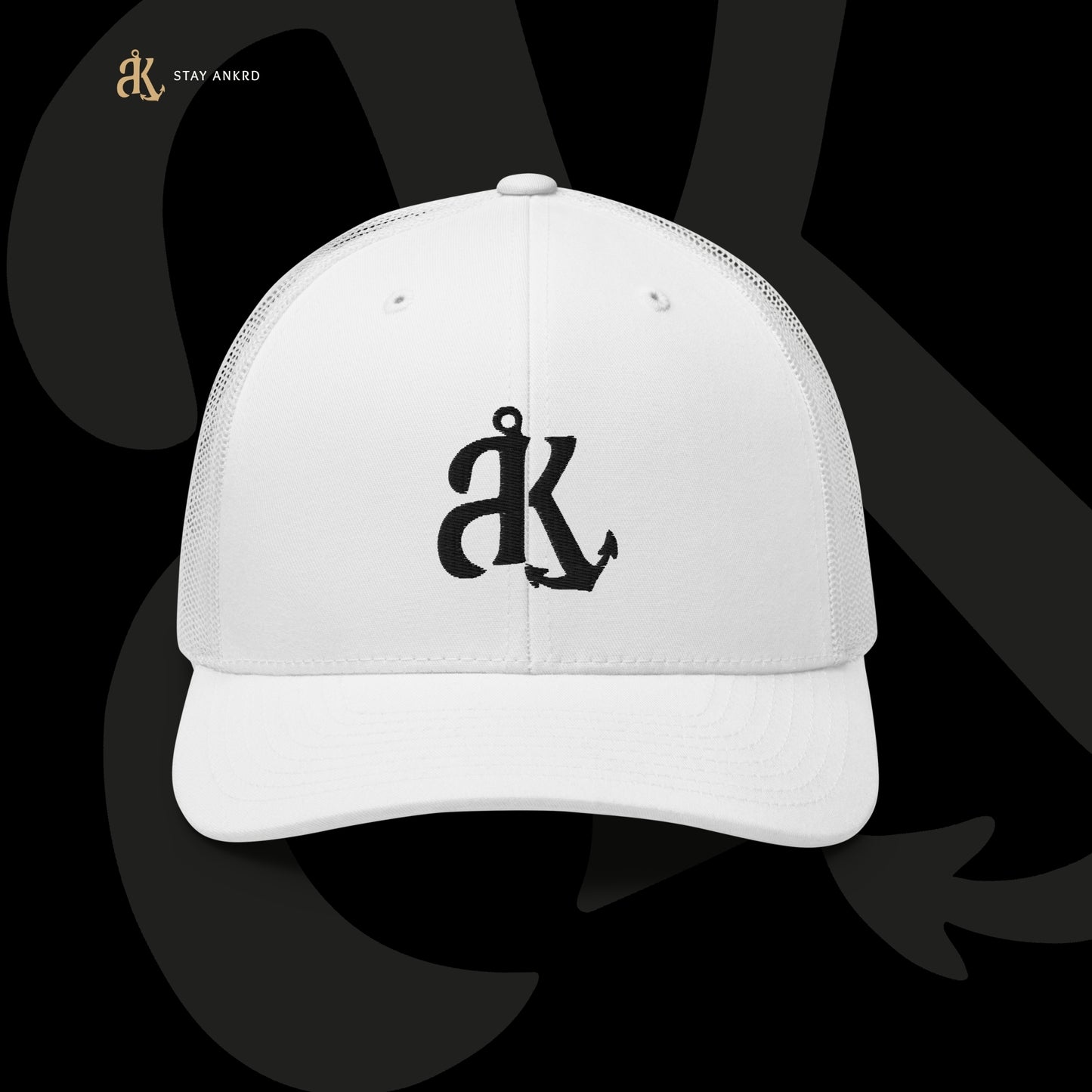 Arctic White Trucker Cap – Ankrd Brand Mark
