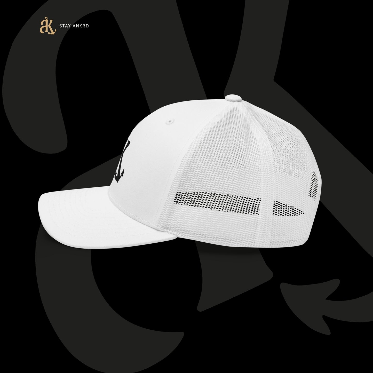 Arctic White Trucker Cap – Ankrd Brand Mark